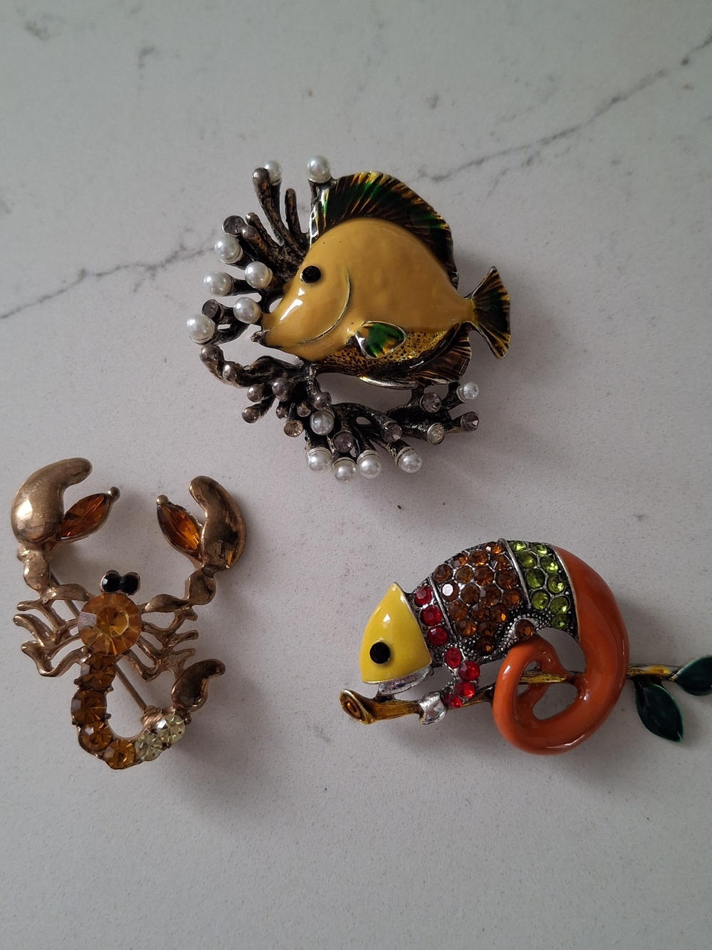 Gold and Silver Reptile Pins Brooch Set - Decorative Pet Reptile Accents